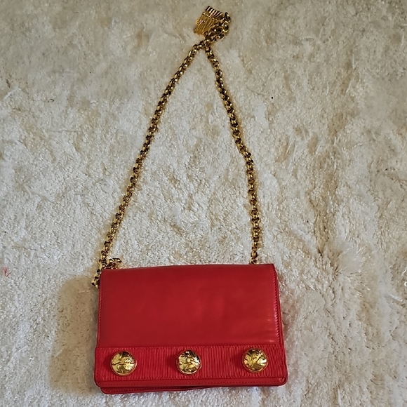 Salvatore Ferragamo Handbags - Vintage Salvatore Ferragamo Gancini Red Leather Crossbody Clutch